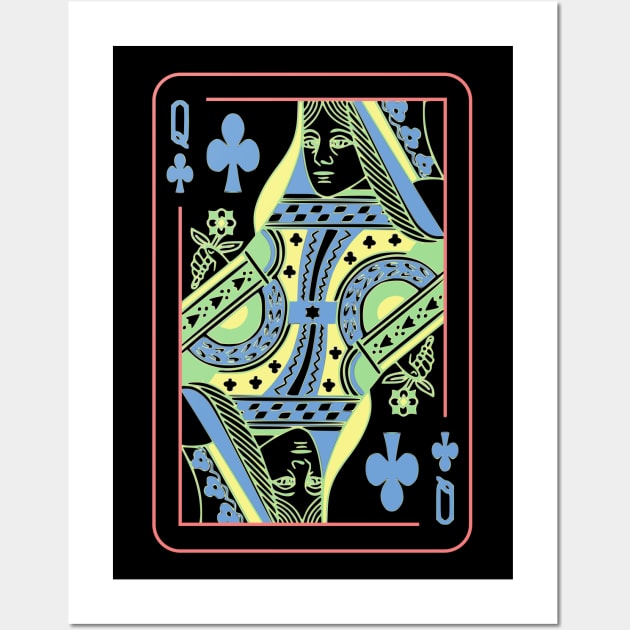 Queen of Clubs Night Mode Wall Art by inotyler